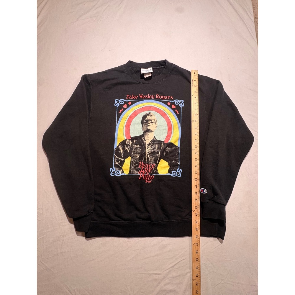 Champion Jake Wesley Rogers Peace Love & Pluto Tour Black Sweatshirt Mens Large